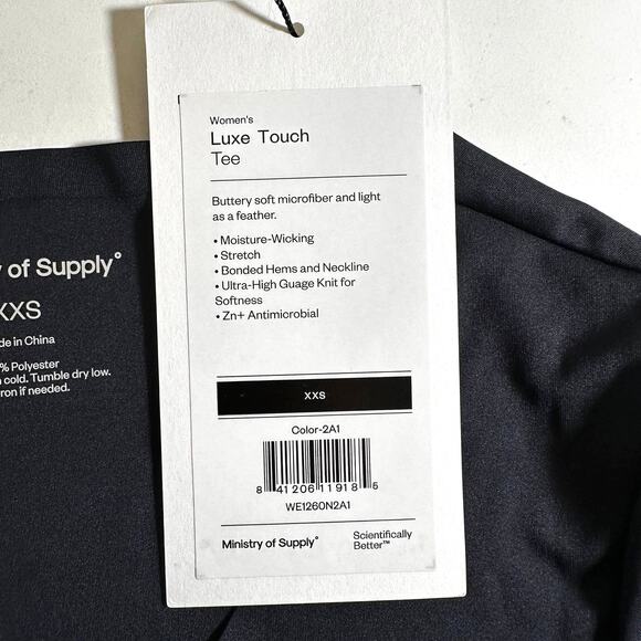 NWT Ministry of Supply Women's Luxe Touch Tee Black Size XXS - Picture 7 of 7